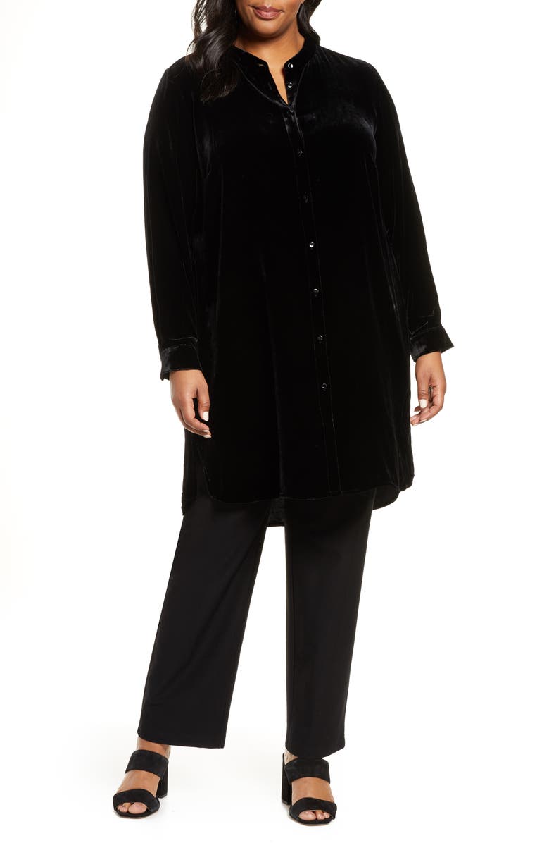 Eileen Fisher Long Velvet Shirt, Main, color,