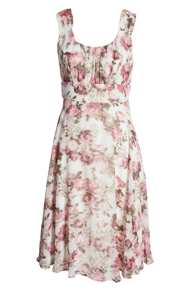 Connected Apparel Pleated Bodice Chiffon Dress, Alternate, color,