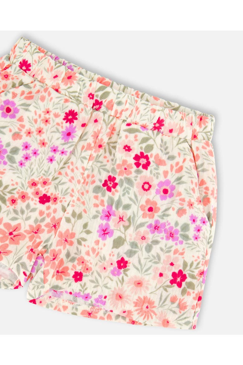 Tank Top with Smocking and Flowers Shorts Set in Muslin, Alternate, color, Off White Printed Flowers