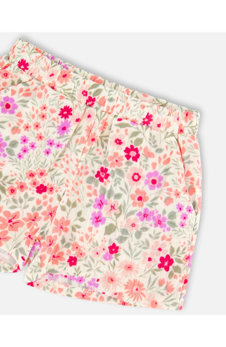 Deux par Deux Tank Top with Smocking and Flowers Shorts Set in Muslin, Alternate, color, Off White Printed Flowers