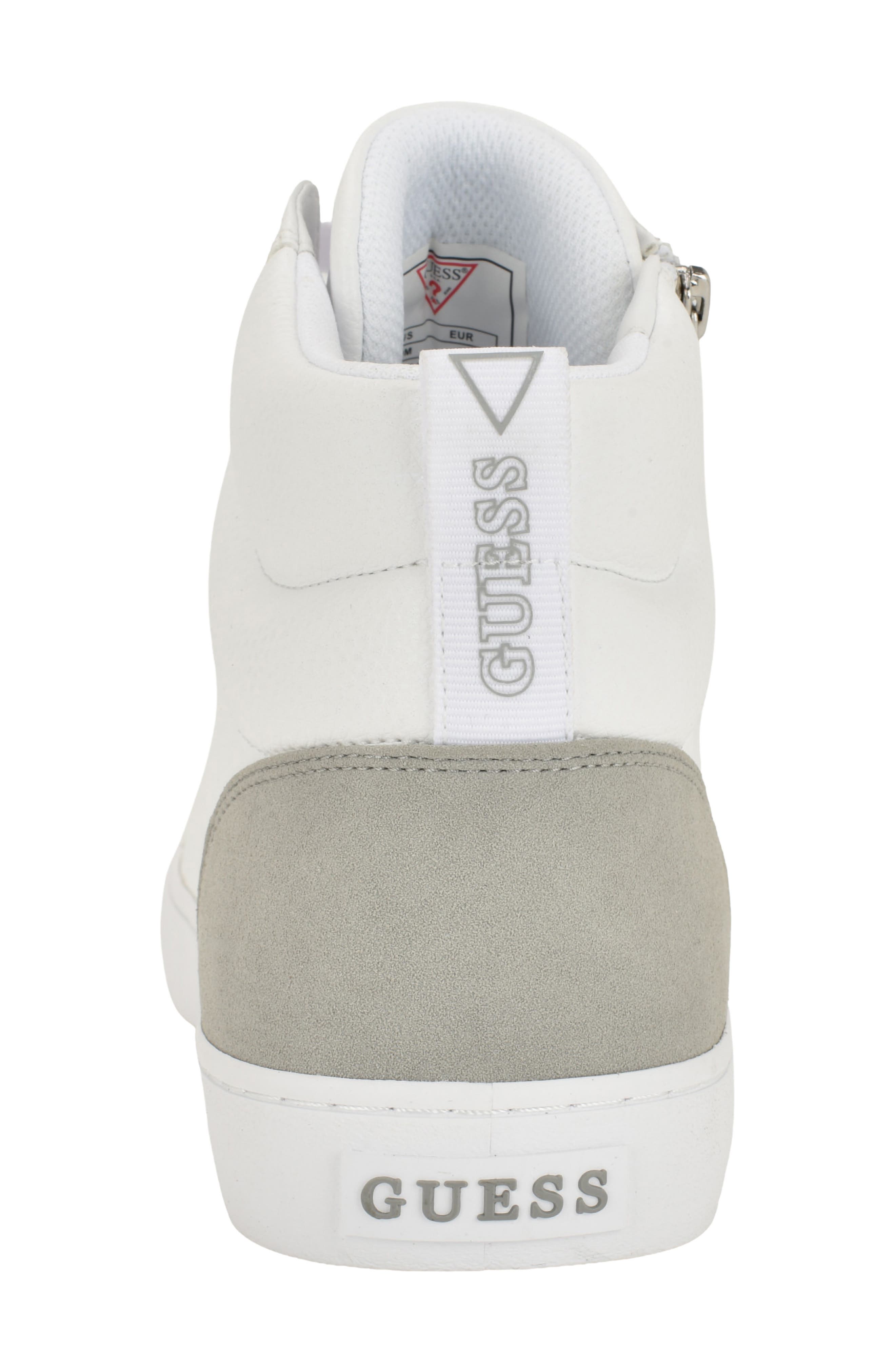 Faux Leather High Top Sneaker, Alternate, color, WHITE/ GREY