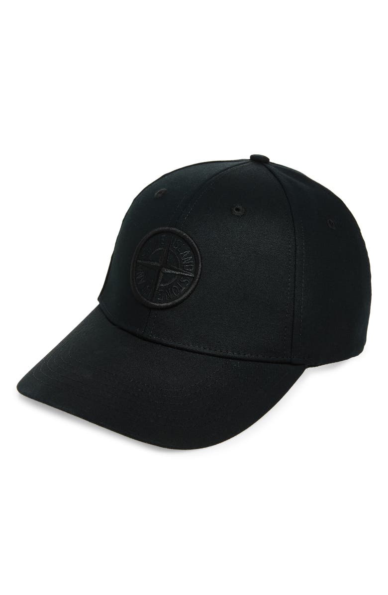 Stone Island Logo Embroidered Baseball Cap, Main, color, Black