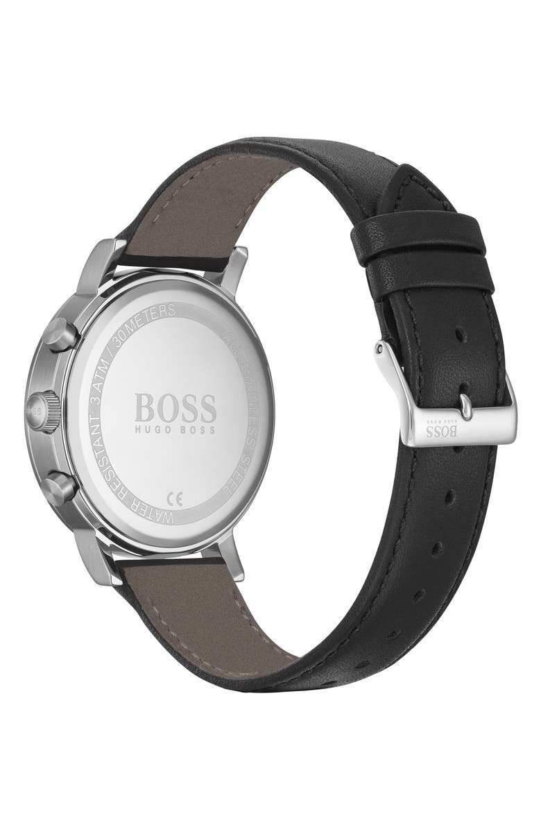 BOSS Spirit Chronograph Leather Strap Watch, 41mm, Alternate, color,