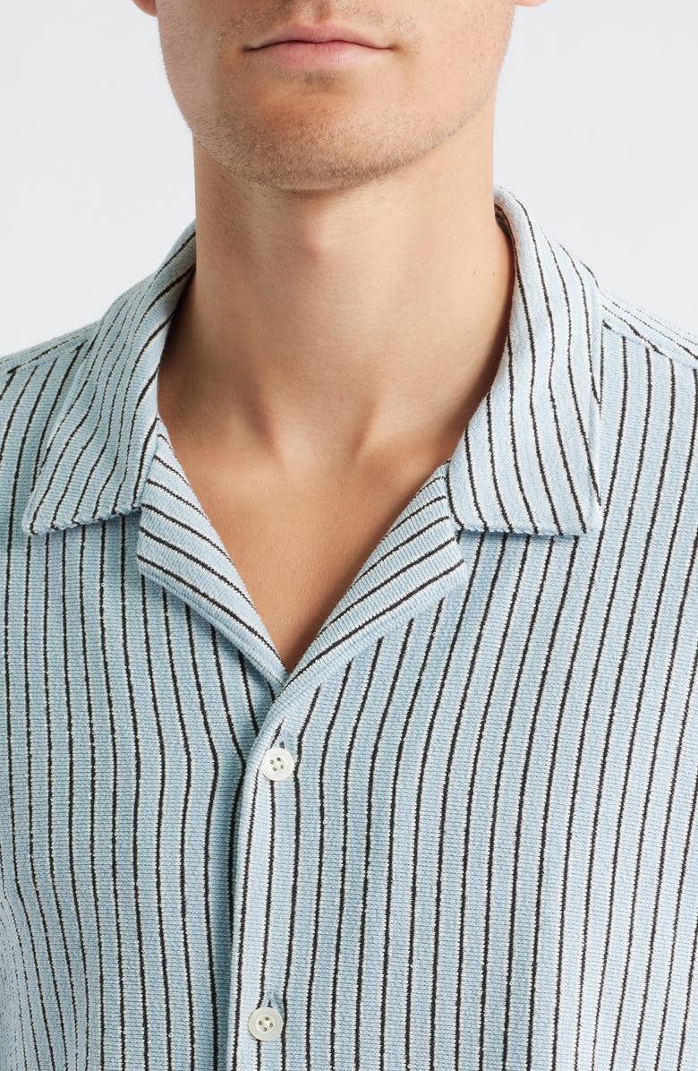 Madewell The Textured Knit Camp Shirt, Alternate, color, Feather Blue