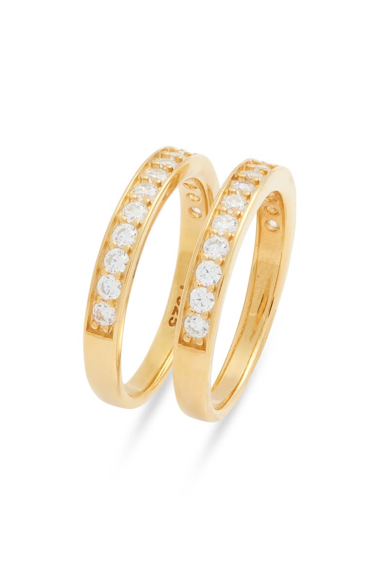 Set of 2 Cubic Zirconia Rings, Main, color, 14K GOLD PLATED