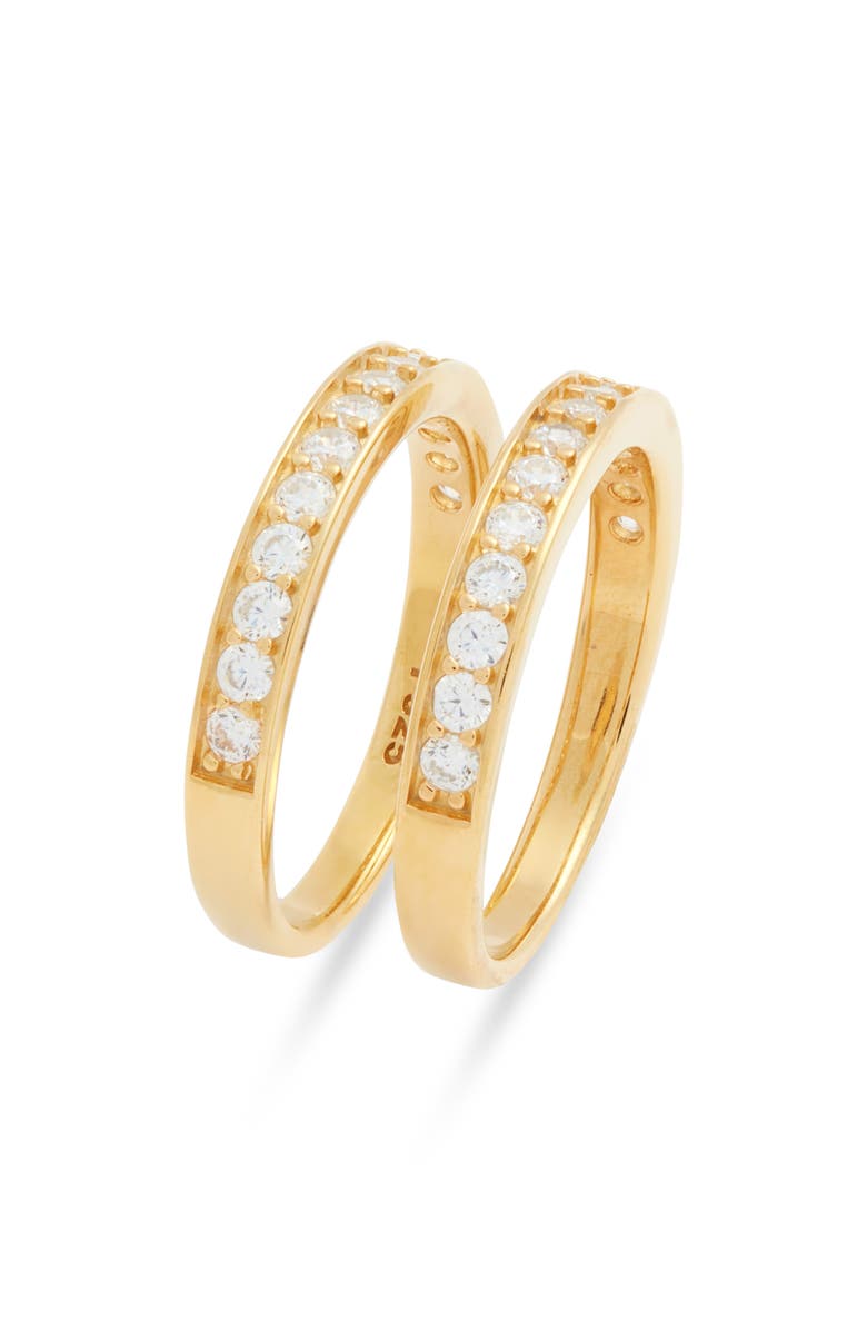 Nordstrom Set of 2 Cubic Zirconia Rings, Main, color, 14K Gold Plated
