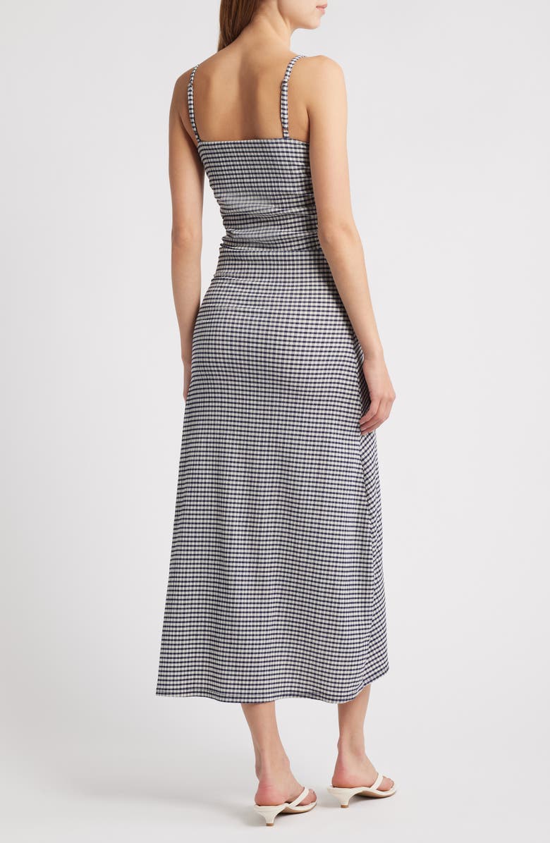 Rails Mari Ruched Sleeveless Midi Dress, Alternate, color, Navy Gingham
