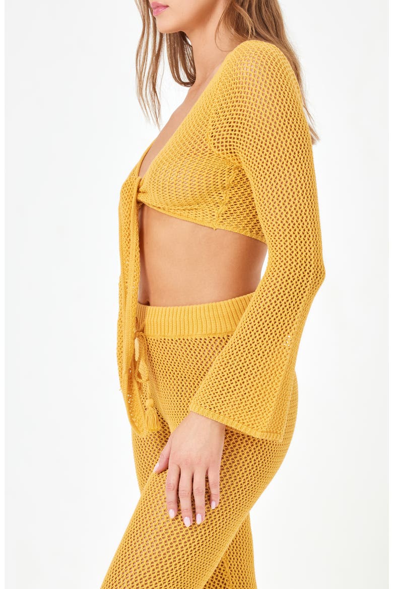 Los Cabos Open Stitch Cover-Up Crop Top, Alternate, color, SUNSHINE