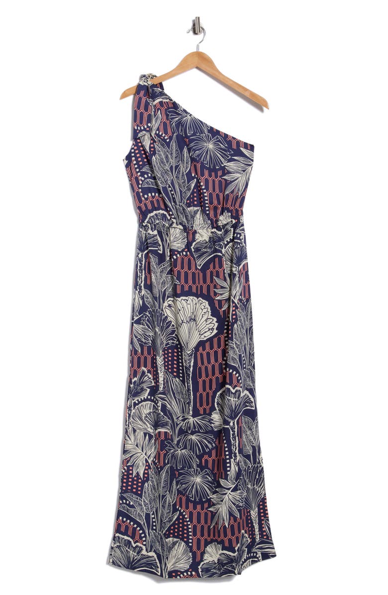Tori Richard Urban Oasis Phillipa One-Shoulder Dress, Alternate, color, Navy