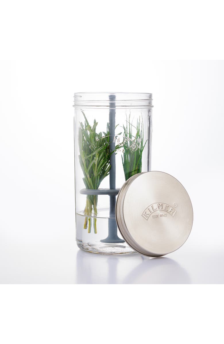 Kilner Fresh Herb Keeper, Glass Herb Storage Jar for Fridge, Alternate, color, Clear