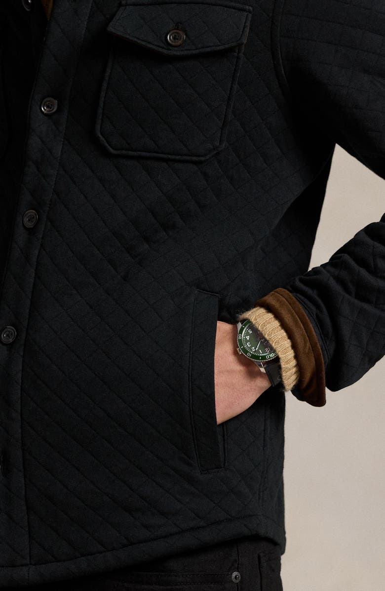 Polo Ralph Lauren Micro Quilted Cotton Button-Up Shirt Jacket, Alternate, color, Polo Black