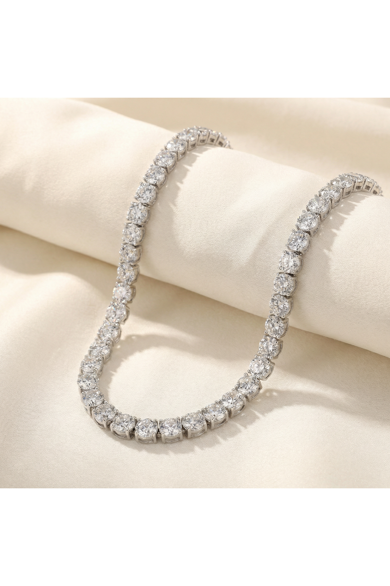 38Ct Diamond Tennis Necklace 16.5" in 14k or Gold Lab Grown, Alternate, color, Yellow Gold