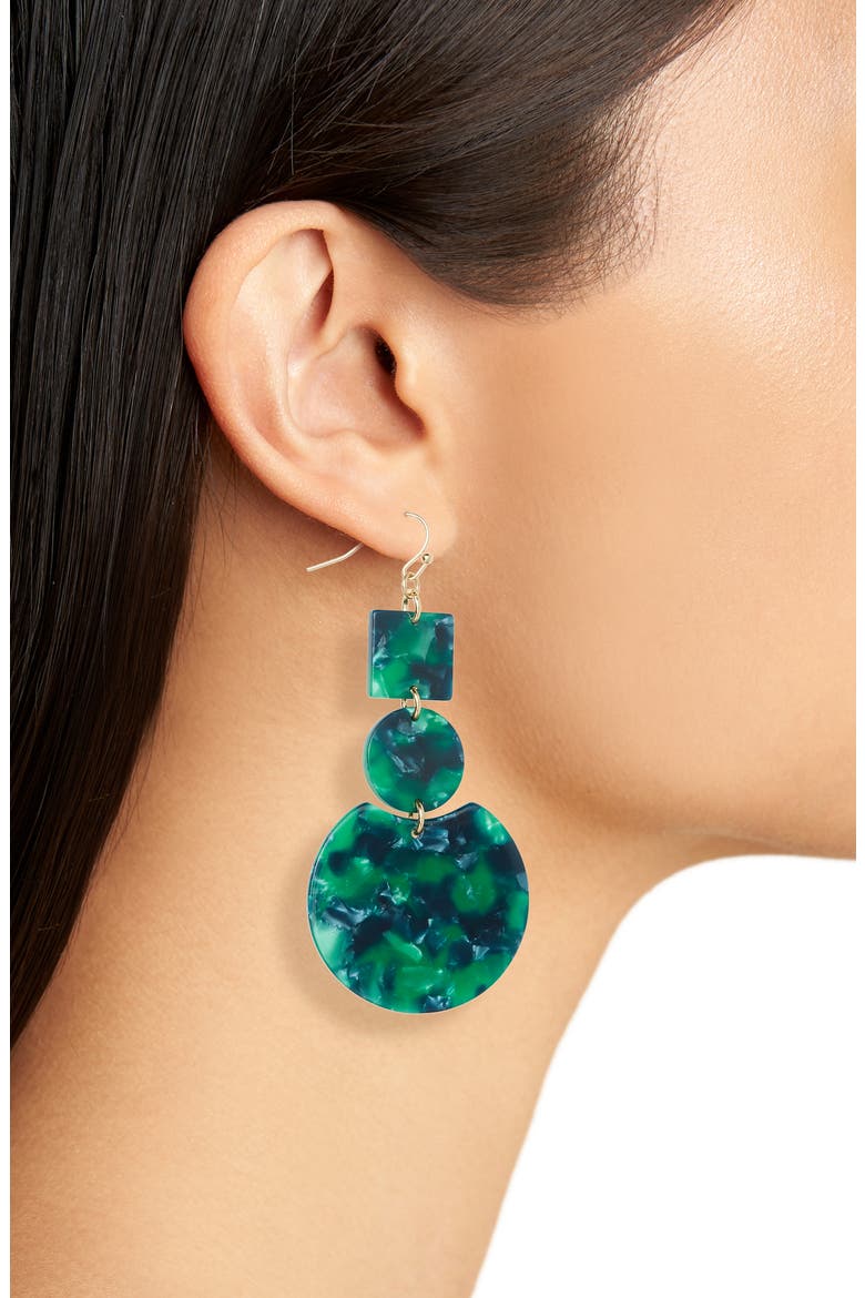 Geo Resin Drop Earrings, Alternate, color, EMERALD GREEN/ NAVY