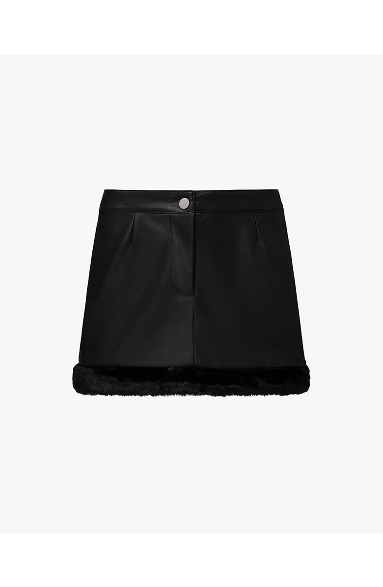 WeWoreWhat Faux Fur Mini Skirt, Alternate, color, Black
