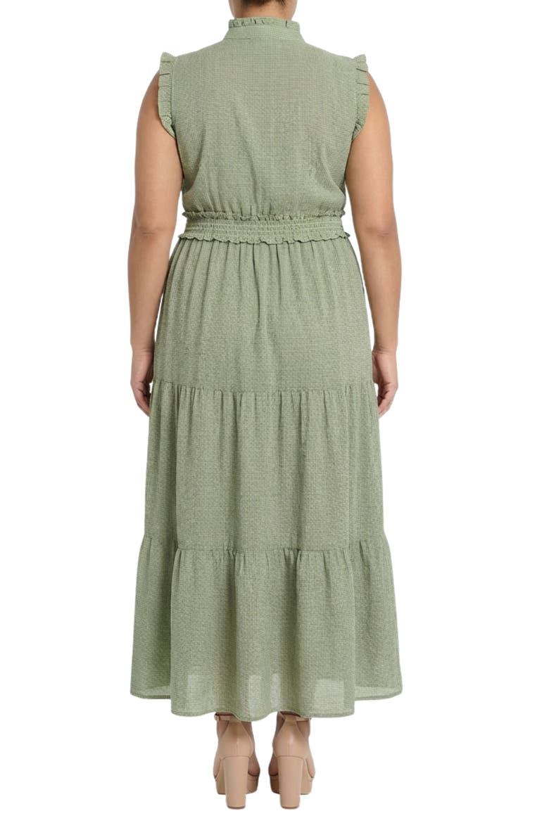 Ruffle Trim Tiered Maxi Dress, Alternate, color, OLIVE/ IVORY