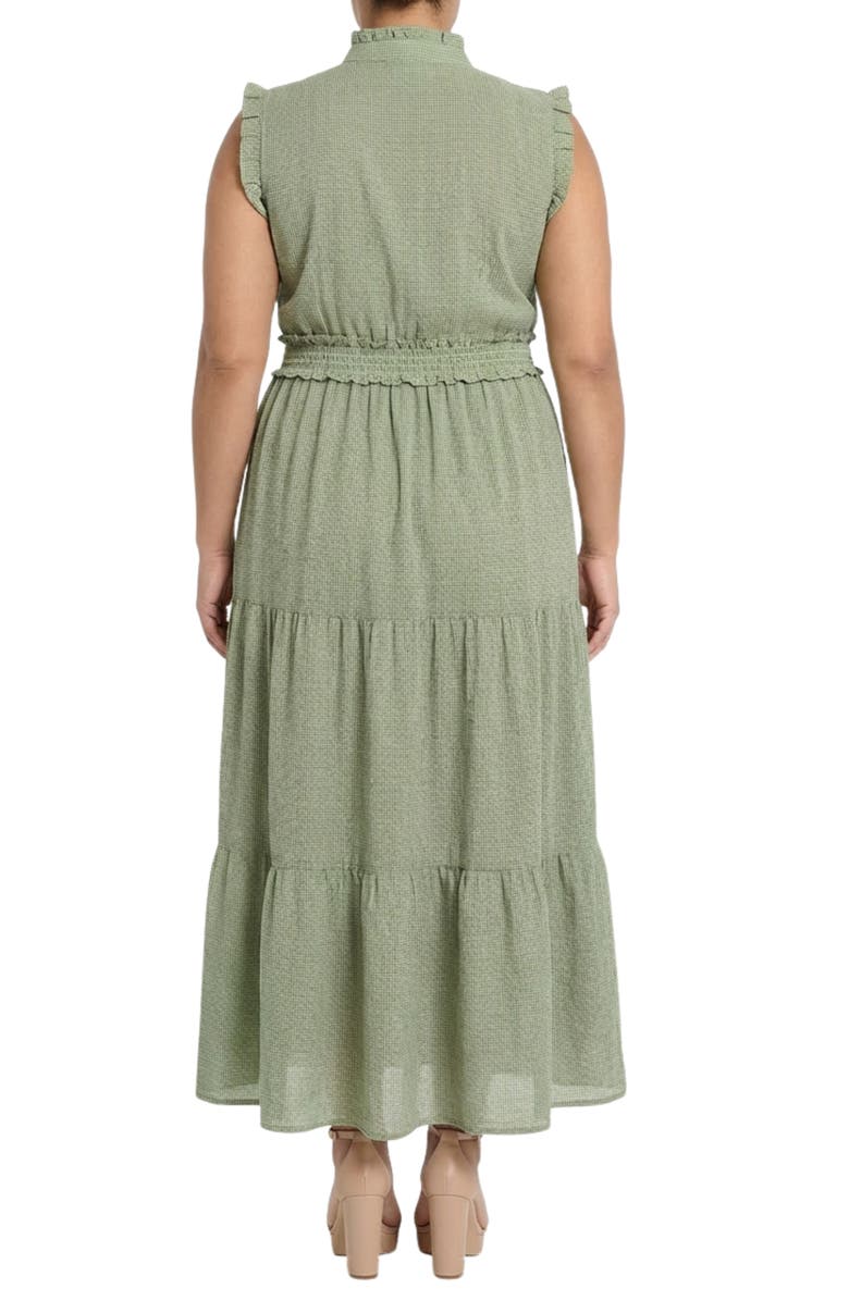 London Times Ruffle Trim Tiered Maxi Dress, Alternate, color, Olive/ Ivory