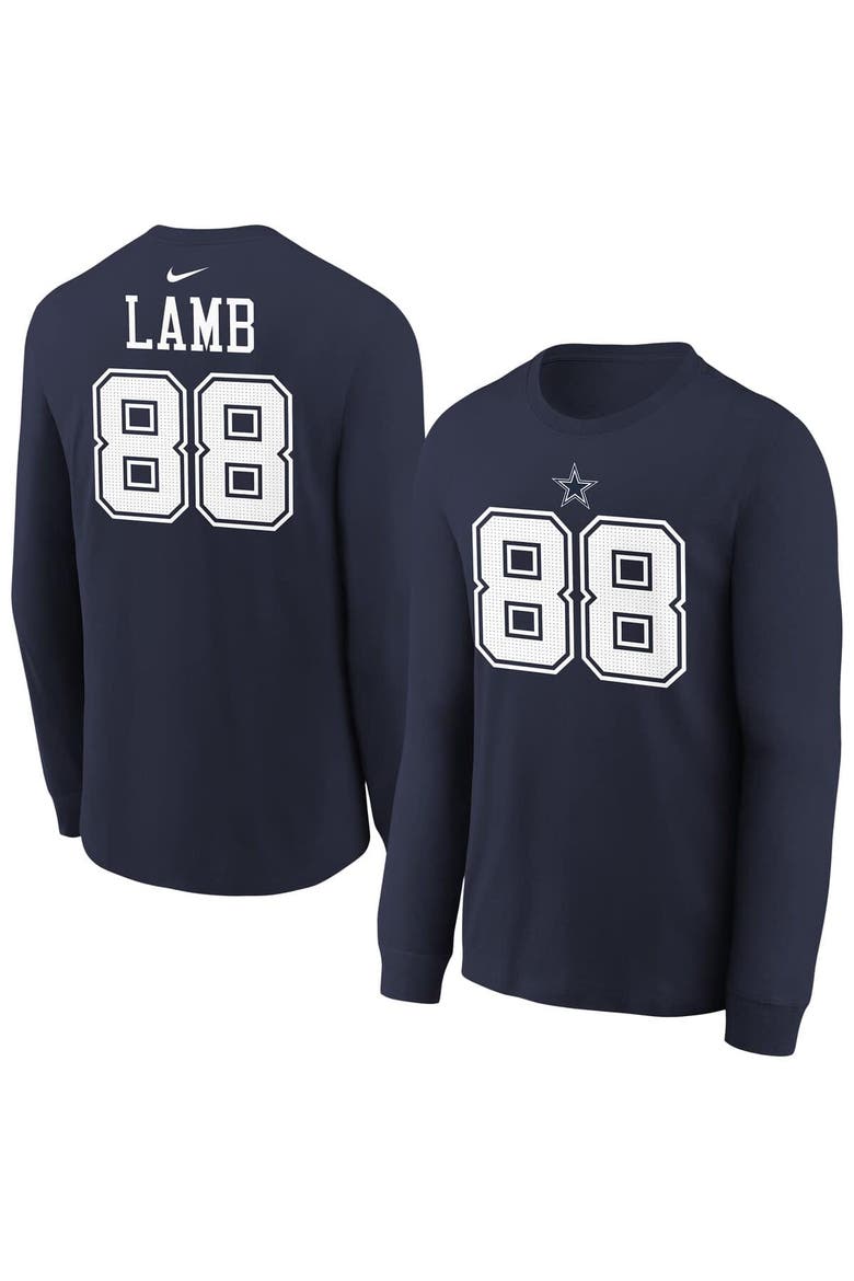 Youth Nike CeeDee Lamb Navy Dallas Cowboys Player Name & Number Long Sleeve T-Shirt, Main, color, Navy