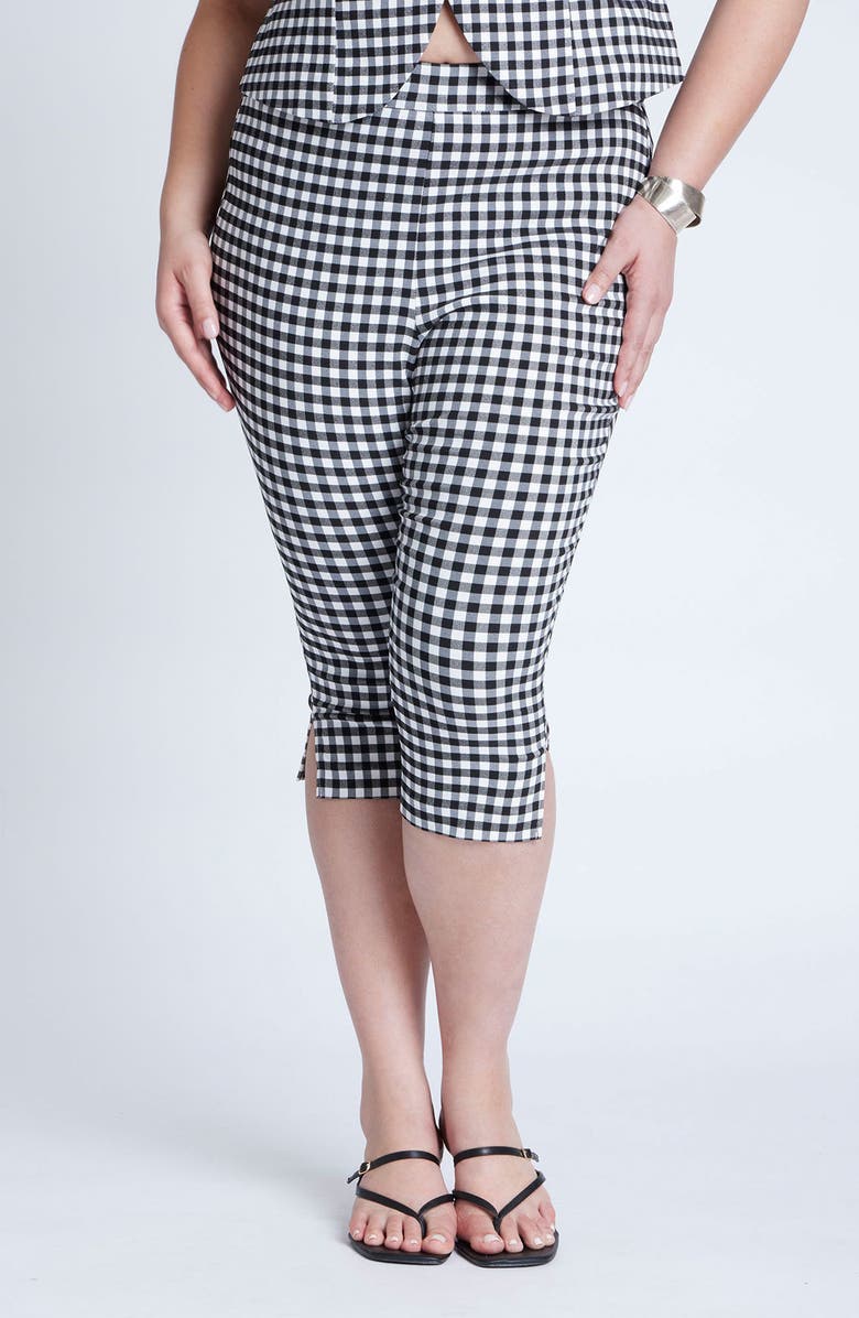 ELOQUII Gingham Capri Pants, Main, color, 