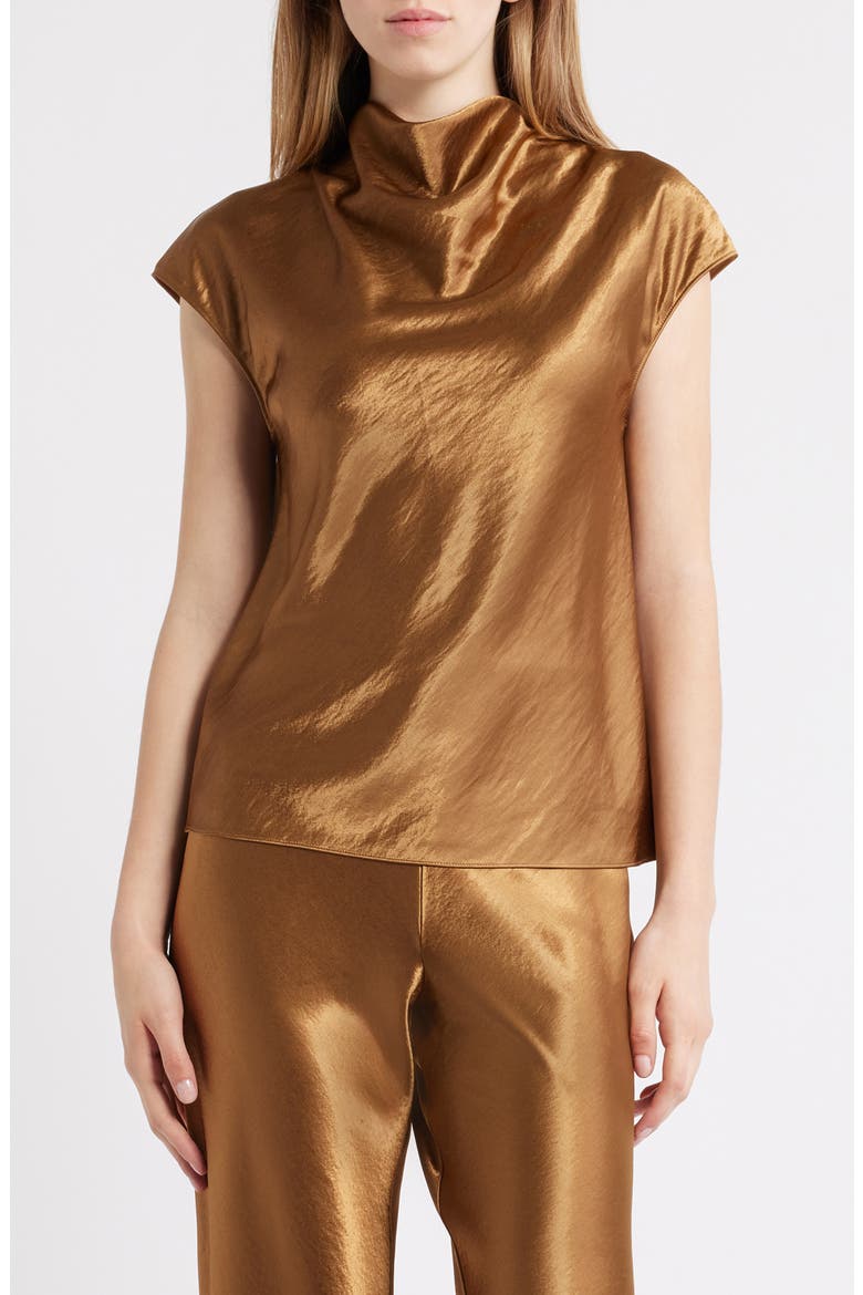 Loretta Bias Cut Satin Top, Main, color, GINGER
