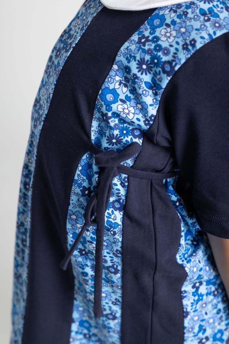 Floral Print Knit Colorblock Dress, Alternate, color, Blue Floral and Navy