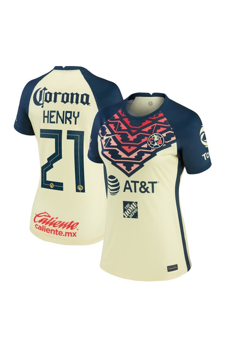 Nike Women's Nike Henry Martín Yellow Club America 2021/22 Home Breathe Stadium Replica Player Jersey, Main, color, 