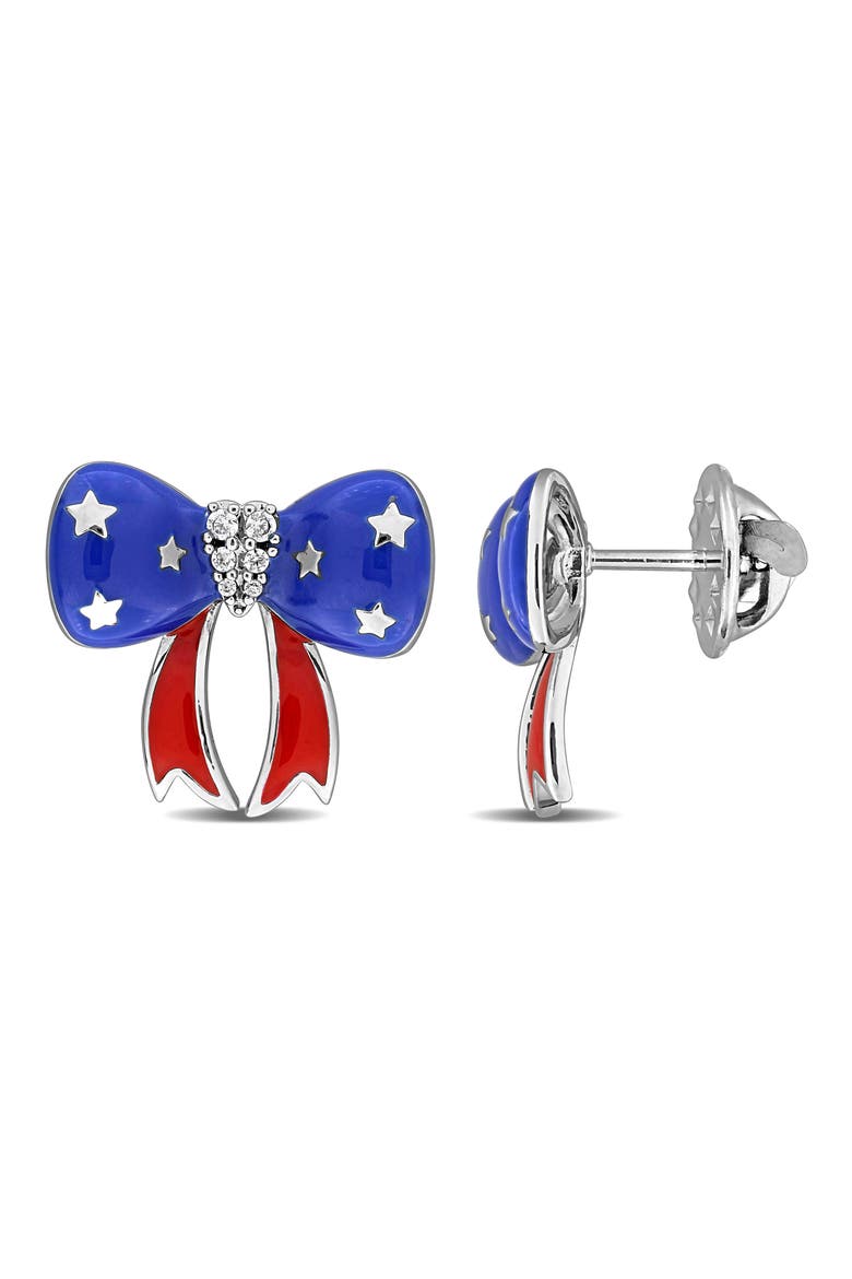 Enamel & Cubic Zirconia Bow Pin, Main, color, MULTI