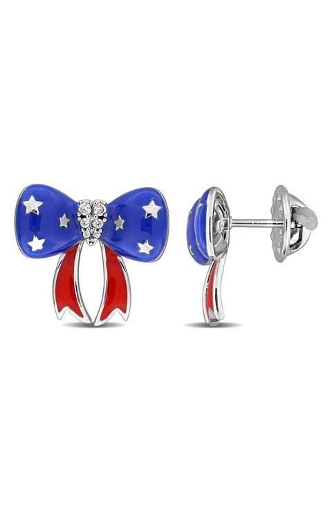 Enamel & Cubic Zirconia Bow Pin