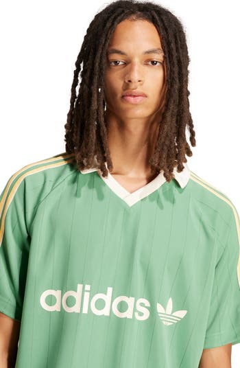 ★adidas★ 3S Pinstripe Tee Deep Green adidas adicolor 3-Stripes Pinstripe Olive T-Shirt | Zumiez