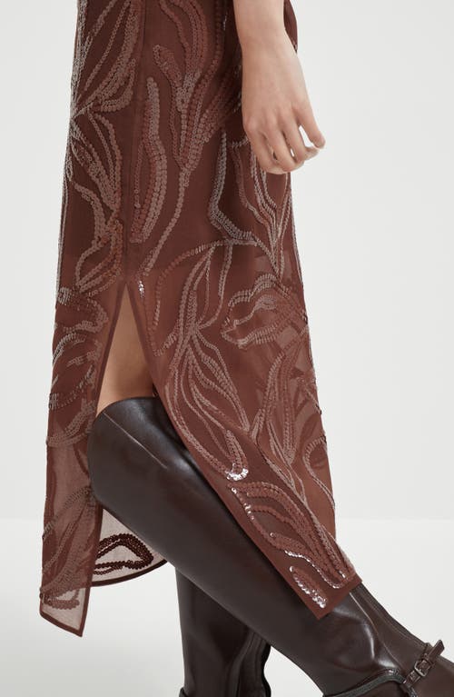 Brunello Cucinelli Women Skirt With Dazzling Floral Embroidery In Burgundy