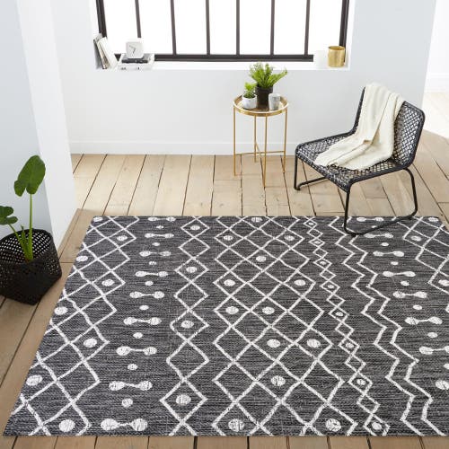 Jonathan Y Nokat  Bohemian Indoor/outdoor Area Rug In Black/ivory