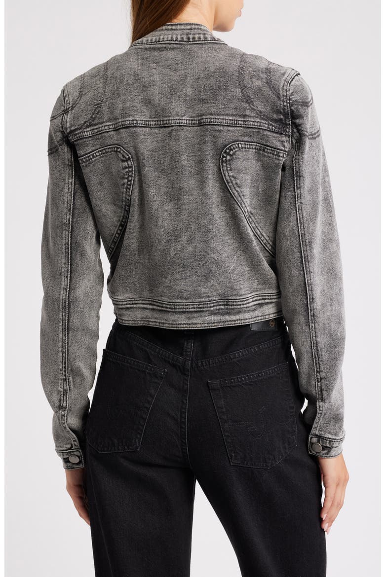 Denim Moto Jacket, Alternate, color, GREY
