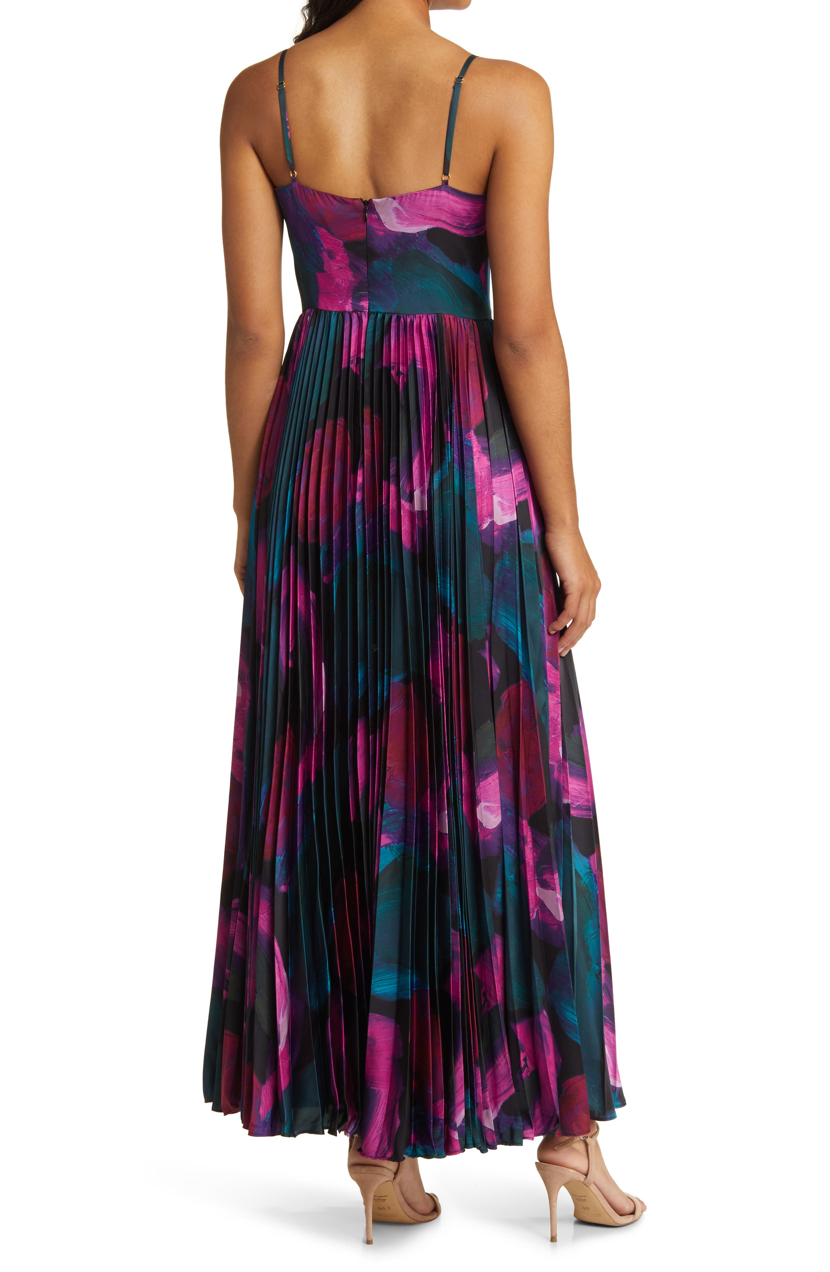 Floral Print Pleat A-Line Dress - image 2