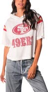 THE WILD COLLECTIVE Women's The Wild Collective  White San Francisco 49ers Mesh Short Sleeve Hoodie T-Shirt