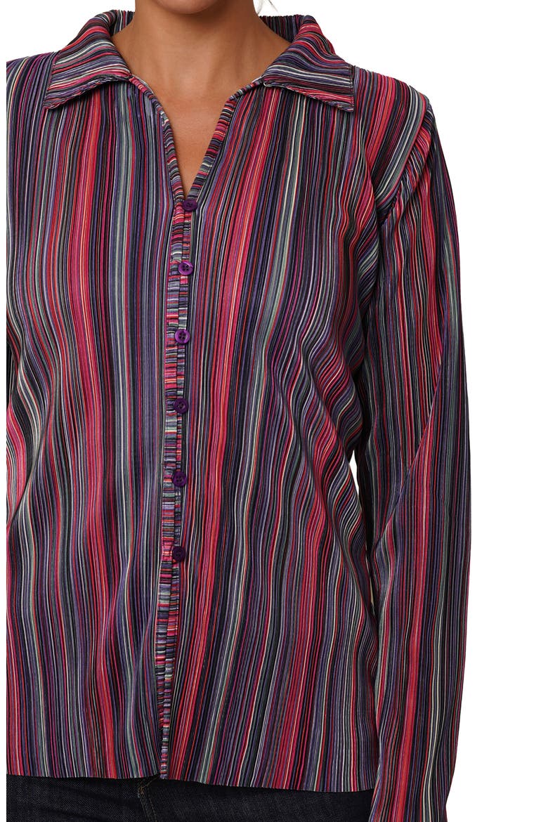 Plissé Button-Up Shirt, Alternate, color, AUTUMN MULTI