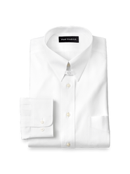 Paul Fredrick Slim Fit Non-iron Cotton Pinpoint Solid Snap Tab Collar Dress Shirt
