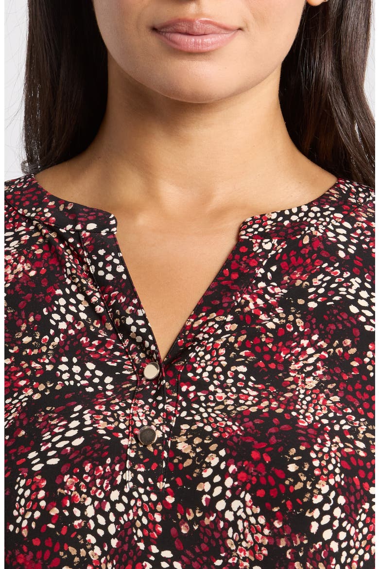 Print Henley Top, Alternate, color, ANNE BLACK MULTI