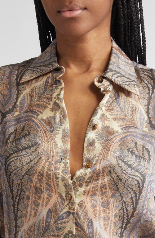 Zimmermann Hypnotic Silk Button-up Shirt In Multi