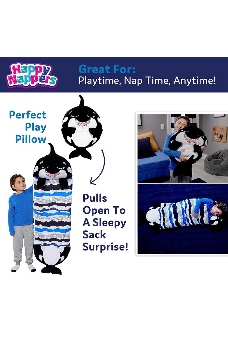 Pillow and Sleepy Sack Medium Ozzy The Black Shark, Alternate, color, Black