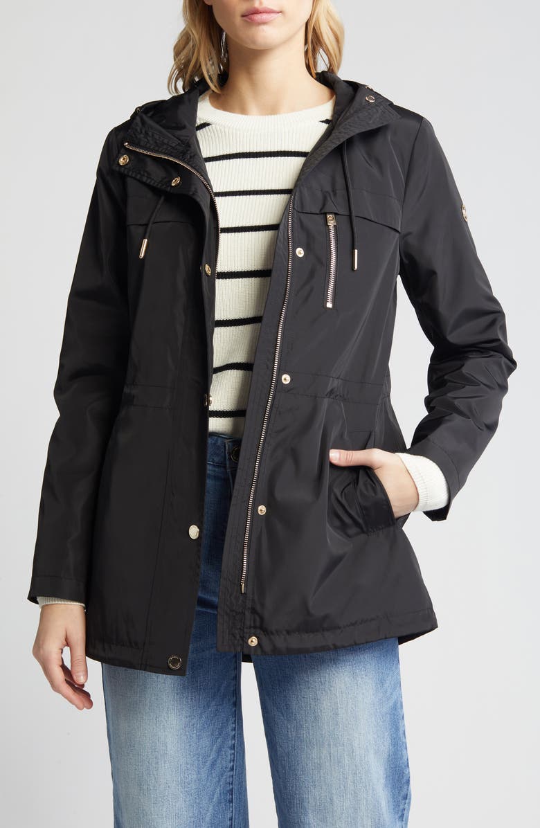 Michael Kors Hooded Jacket, Alternate, color, Black