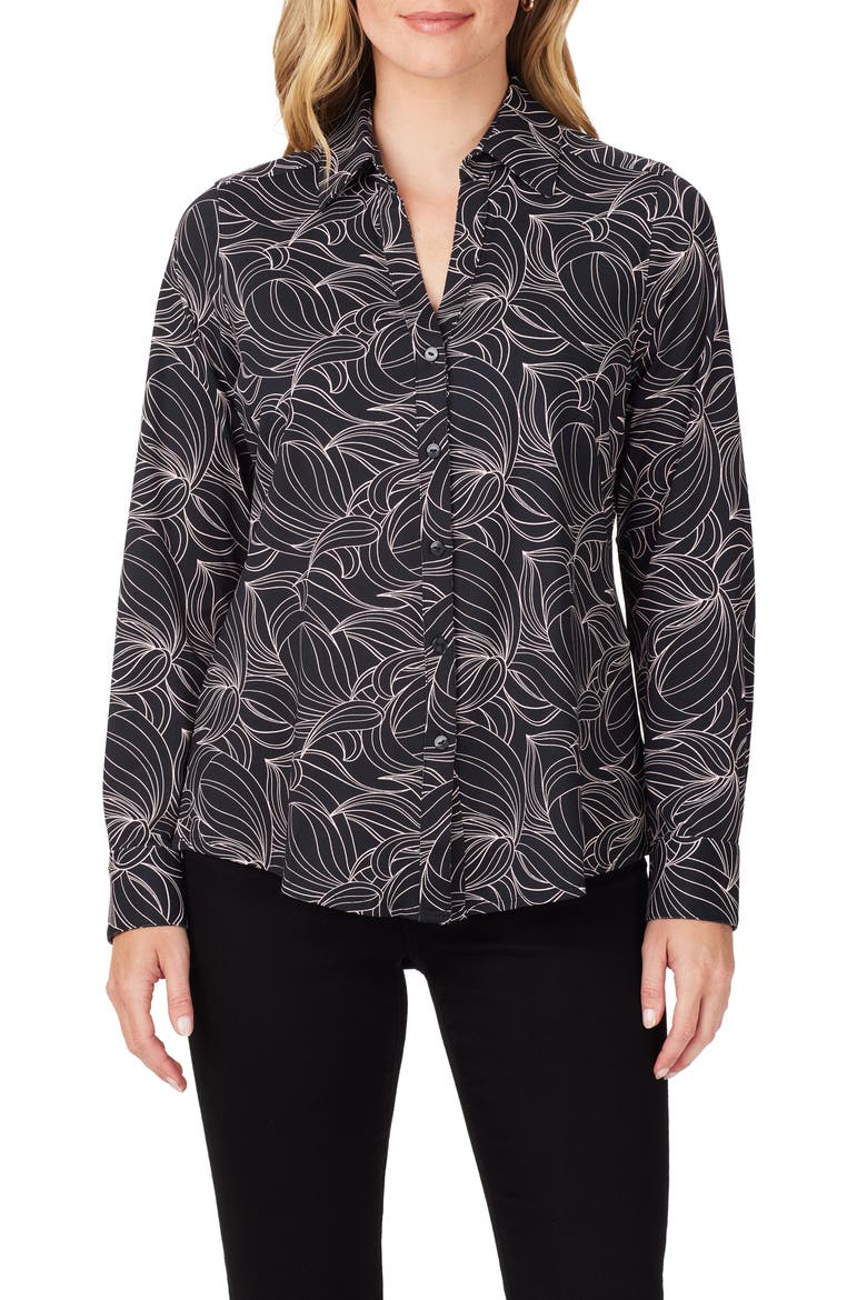 Swirling Slope Button-Up Shirt, Main, color, BLACK MULTI