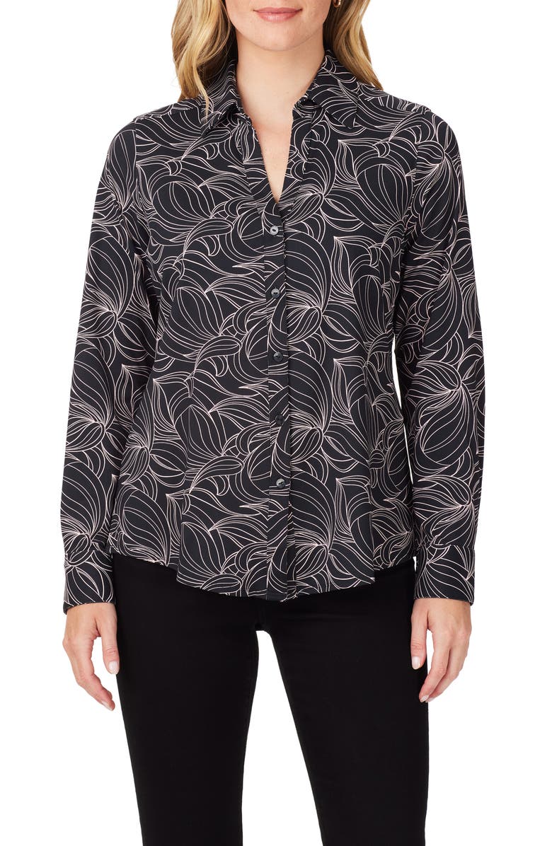 Foxcroft Swirling Slope Button-Up Shirt, Main, color, Black Multi