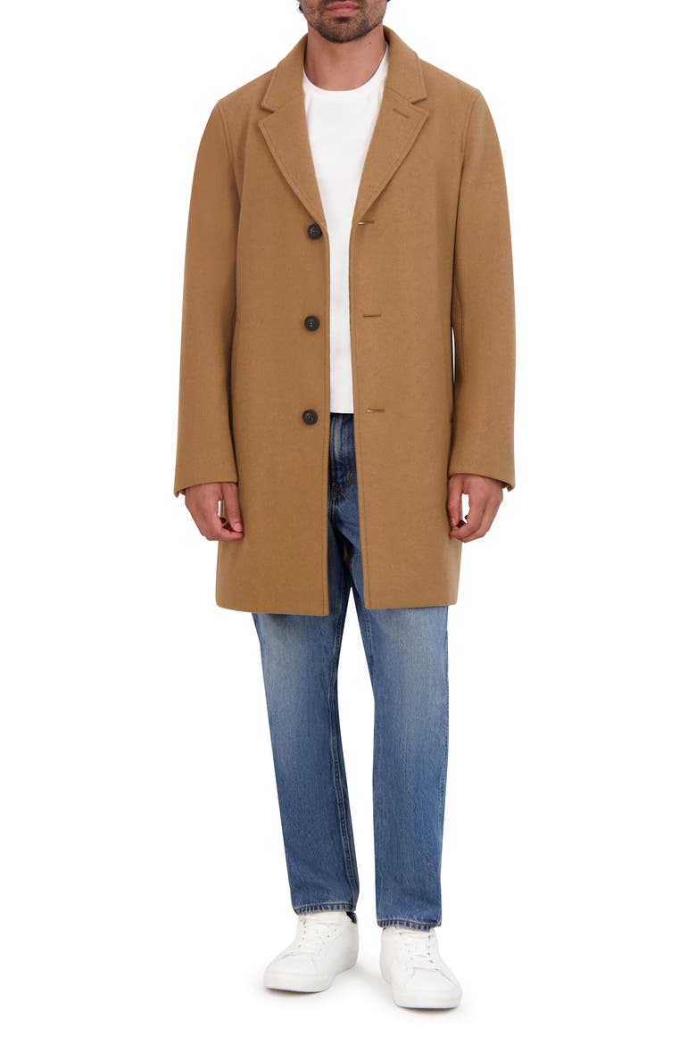 Regular Fit Stretch Wool Coat, Main, color, CAMEL