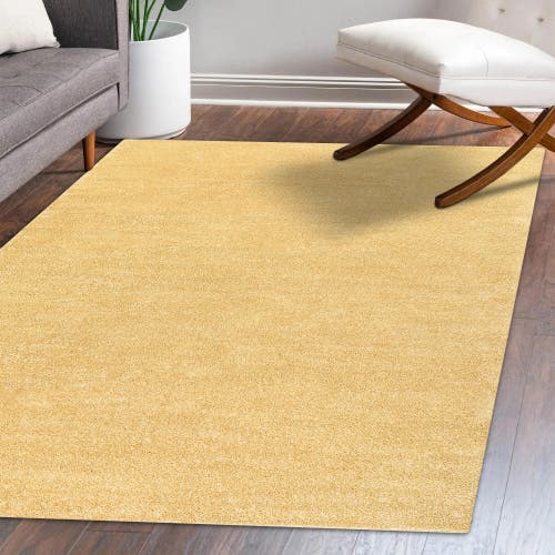 Shop Jonathan Y Haze Solid Low-pile Area Rug In Yellow/amber