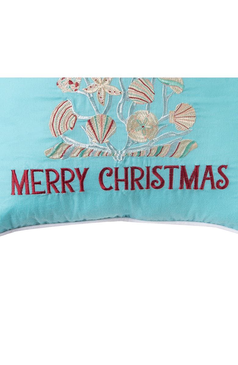 C&F Home Merry Christmas Seashells Aqua Pillow, Alternate, color, Blue