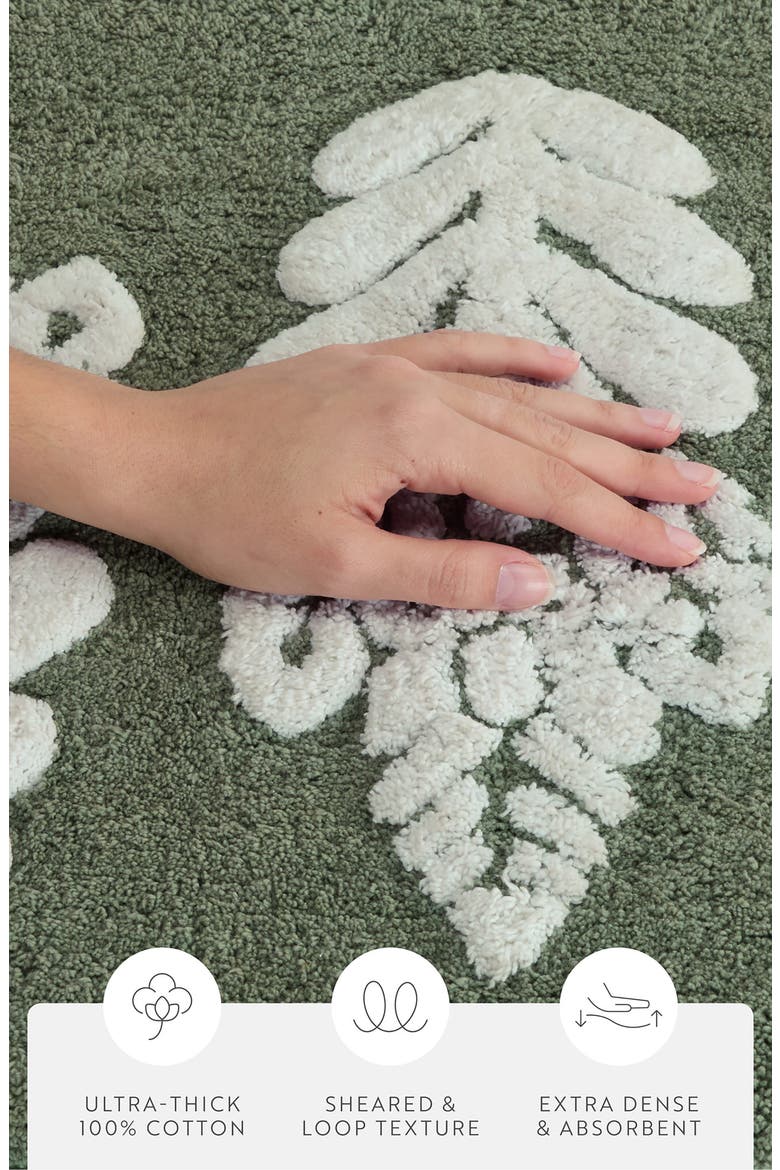 Arc Patterned Bath Mat, Alternate, color, FOLK LEAVES SAGE