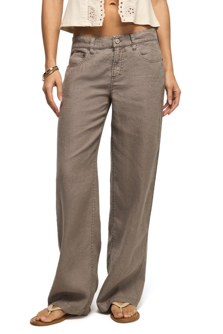 Baggy Wide Leg Linen Pants, Main, color, CASTLEROCK