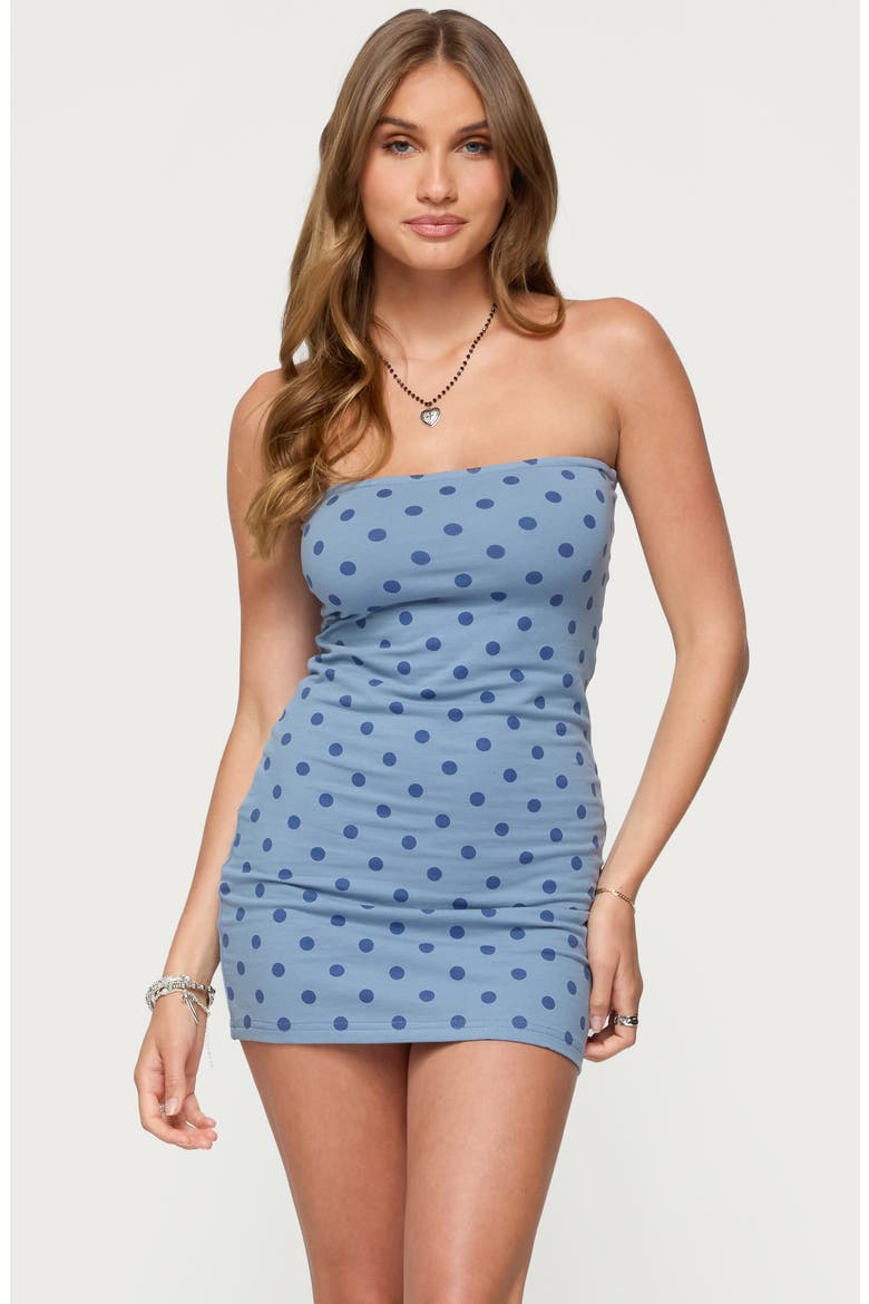 Lewis Polka Dot Strapless Minidress, Alternate, color, BLUE