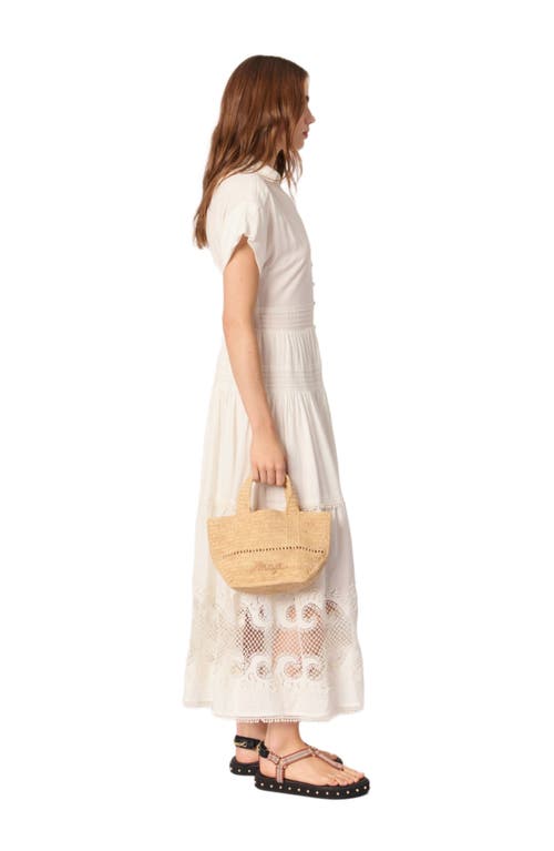 Maje Embroidered Ruffled Maxi Dress In Ecru