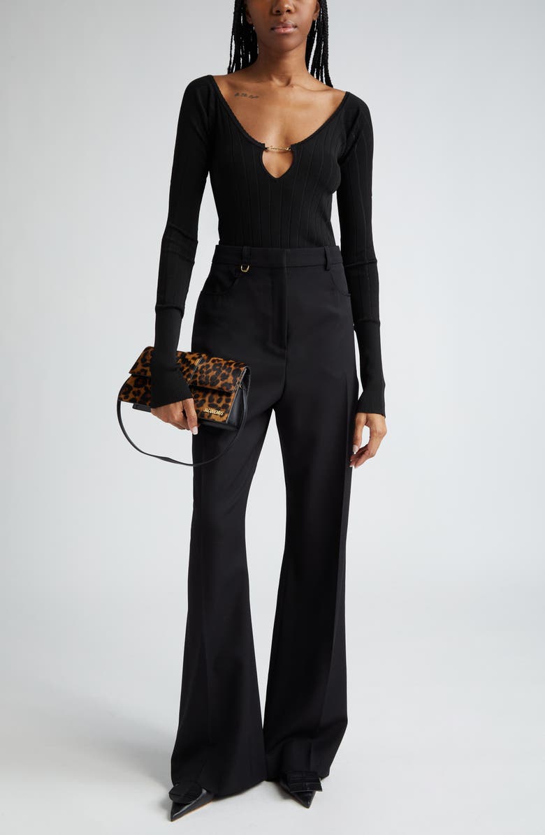 Jacquemus Le Haut Pralu Scallop Neck Rib Top, Alternate, color, 