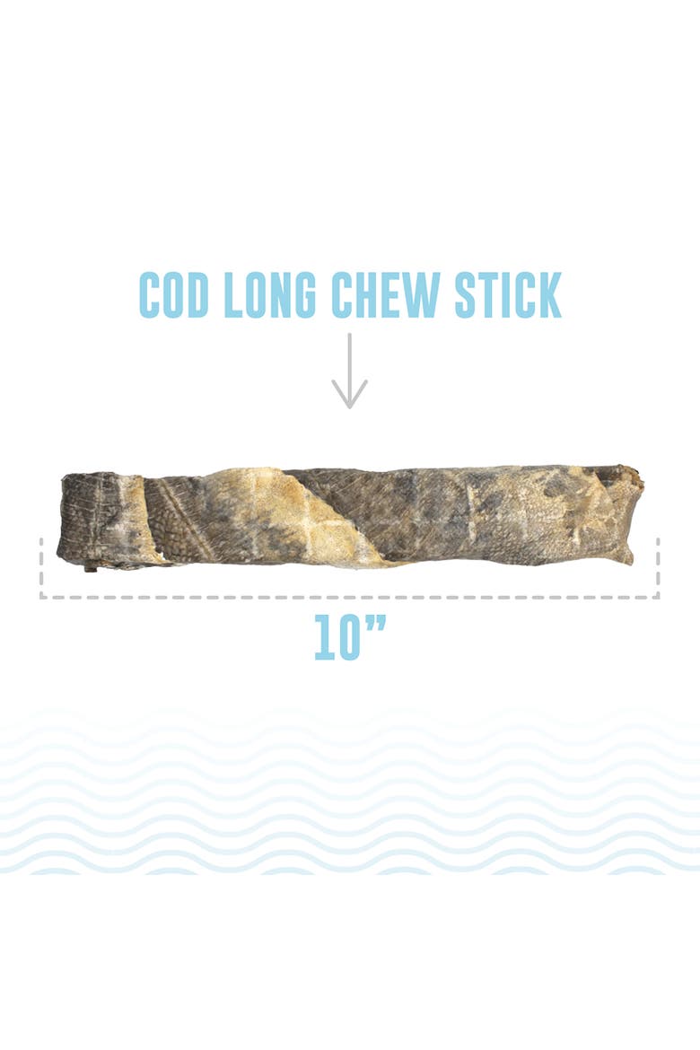 Cod Skin 10" Long Dog Chew Sticks Treat, 2 Pack Bag, Alternate, color, Multicolored